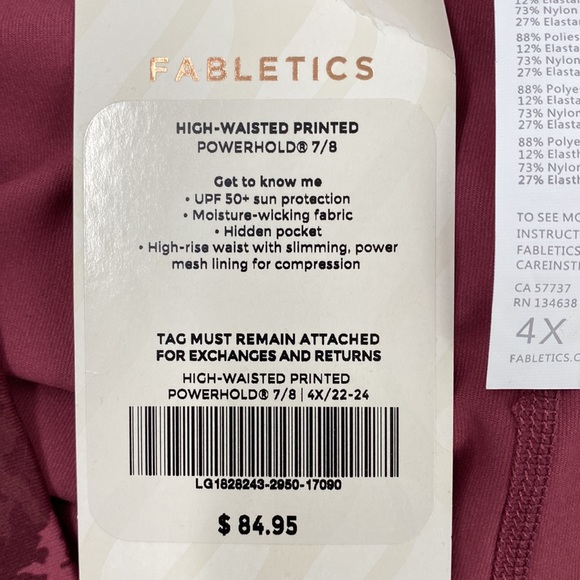 FABLETICS NEW 4X Powerhold Highwaist Black Cherry - Picture 5 of 6